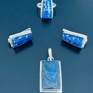 Lapis Lazuli Silver Set (Ring, Pendant, Earrings)